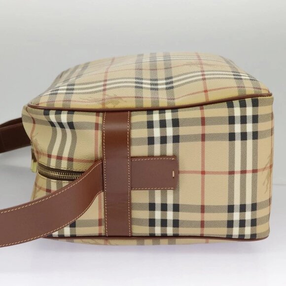 BURBERRY Nova Check Shoulder Bag PVC Beige Gold - Picture 3 of 16